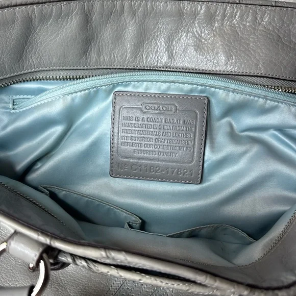 Coach Gray Leather Perforated C Tote